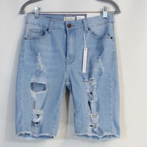 Vince Blue New York High Rise Bermuda Ripped Jean Short Size 7